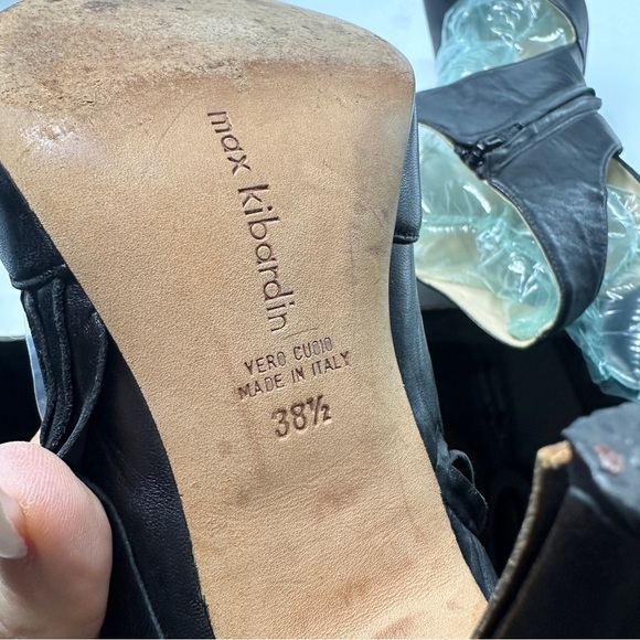 Max Kibardin Black Winged Soft Lamb Leather Heels - Size 38.5 Designer Womens - Picture 10 of 13